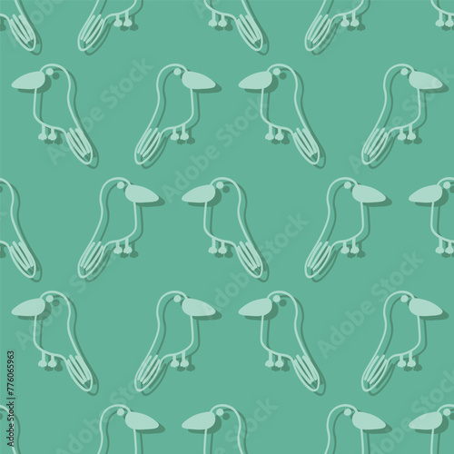 Vector seamless pattern with bird.Tropical jungle cartoon creatures.Pastel animals background.Cute natural pattern for fabric, childrens clothing,textiles,wrapping paper. © Оксана Омельченко