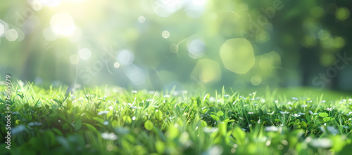Beautiful blurred background of a lush green grass
