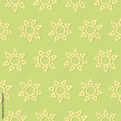 Abstract vector seamless pattern with sun. Cute doodle print for kids. For print, web, home decor, fashion, surface, graphic design. Vector illustration © Оксана Омельченко