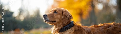 GPS tracking collar, allowing pet owners to locate their pets if they wander or get lost, hightech and reassuring , sci-fi tone