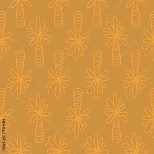 Vector seamless pattern with palm.Tropical jungle cartoon leaf.Pastel plant background.Cute natural pattern for fabric, childrens clothing,textiles,wrapping paper. © Оксана Омельченко
