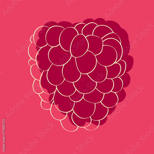 Red raspberry against a bright pink background. The grapes are plump and ripe, ready for harvest
