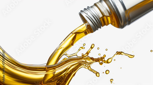 Pouring engine oil from Motor oil is poured out of a tin bottle