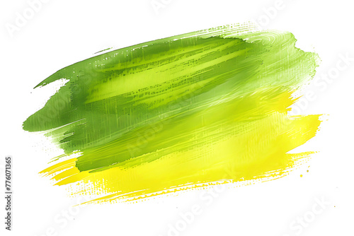 Green and yellow watercolor brush stroke on transparent background. photo