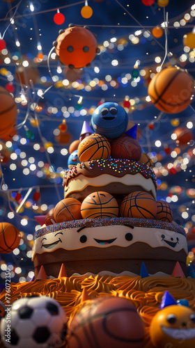 Celebratory Sports Ball Cake Tower