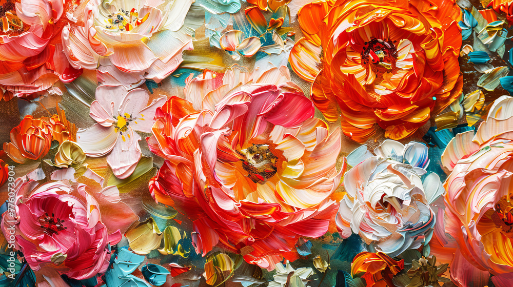 flowers  painted with oil paints 