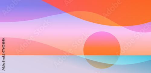 Beautiful sun and sea abstract background, landscape. Summer and travel concept design. Colorful nature panoramic view, with sun light abstract background with copy space. Vector design