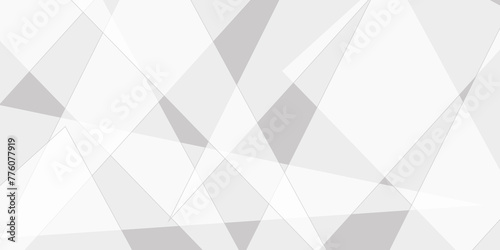 Abstract background with white and gray transparent material in triangle shapes with geometric style. Space design concept. Decorative web layout or poster, banner.