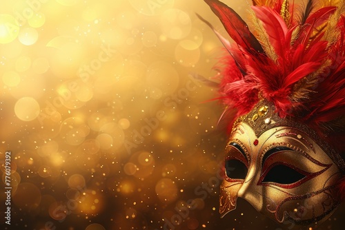 Mesmerizing Carnival Mask Against Gilded Blur © Andrii 