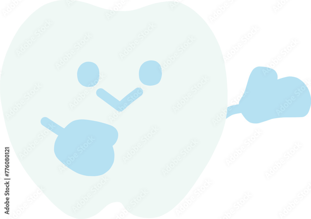 歯をデフォルメしたかわいいキャラクターが右側を手で示して何か案内してくれているようなイラスト 歯をデフォルメしたかわいいキャラクターが右側を手で示して何か案内してくれているようなイラスト