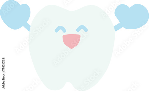 歯をデフォルメしたかわいいキャラクターが両手を上げて喜んでいるイラスト