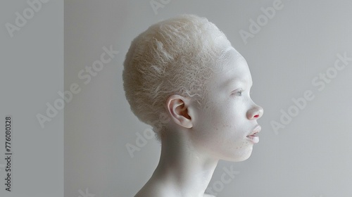 Profile View of Stylish Albino Female with Natural Beauty