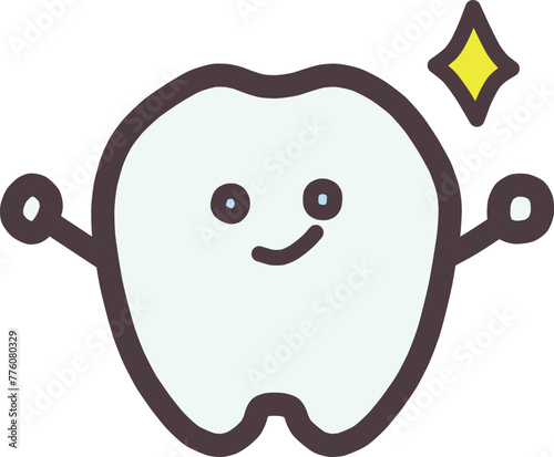 歯をデフォルメしたかわいいキャラクターが決め顔で笑っているイラスト