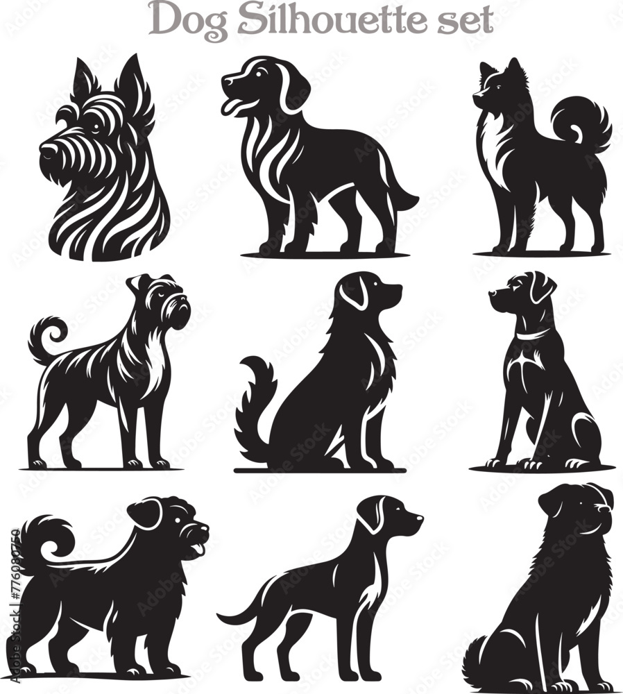 Dog Silhouette Vector Illustration design Bundle