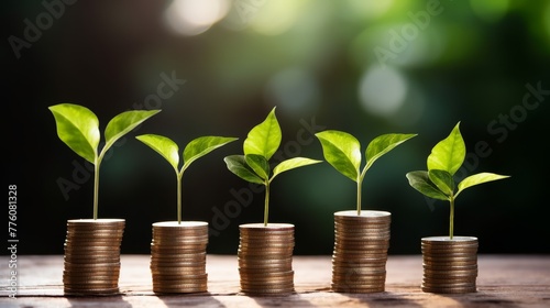 Growth Investment - Plant Sprouting from Coins 