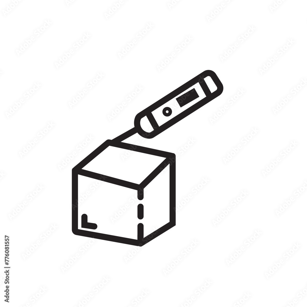 D Laser Pen D Cube Modelling Line Icon D Laser Pen D Cube Modelling Line Icon