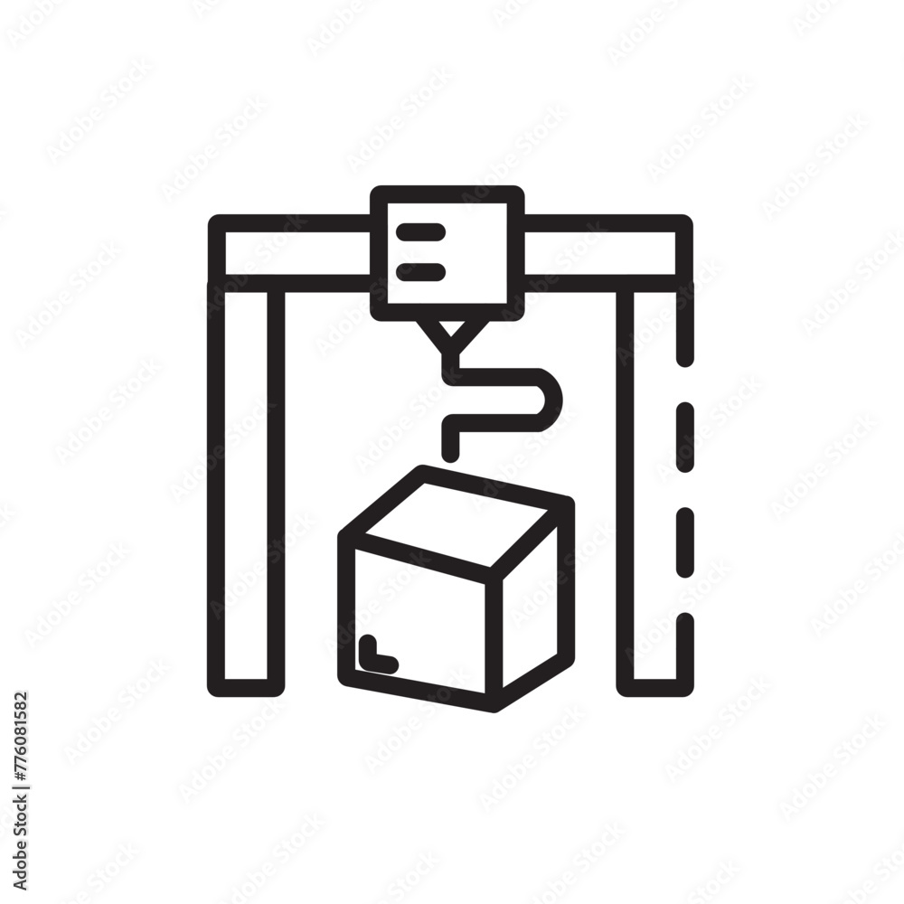 D Print Print Production Technolog Line Icon D Print Print Production Technolog Line Icon