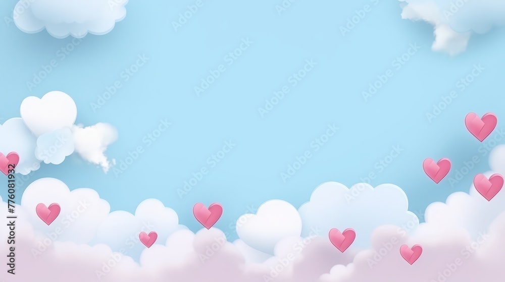 Heart shaped clouds on the Sky