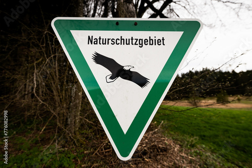 outdoor sign, Inscription in German "nature reserve"