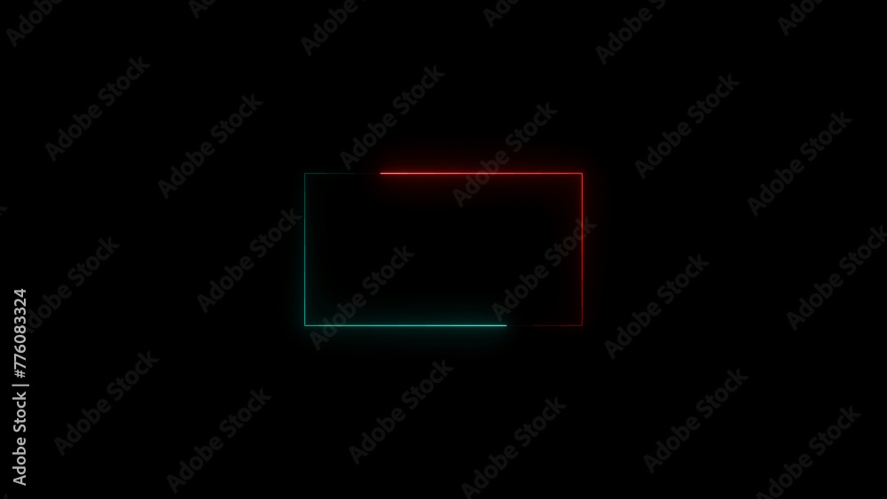 Neon frame or neon lights horizontal sign.  Illustration abstract background, tunnel, portal, traingle, circle, rectangle