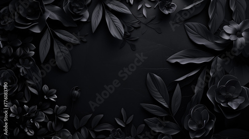 Elegant dark background with leaves and space for text