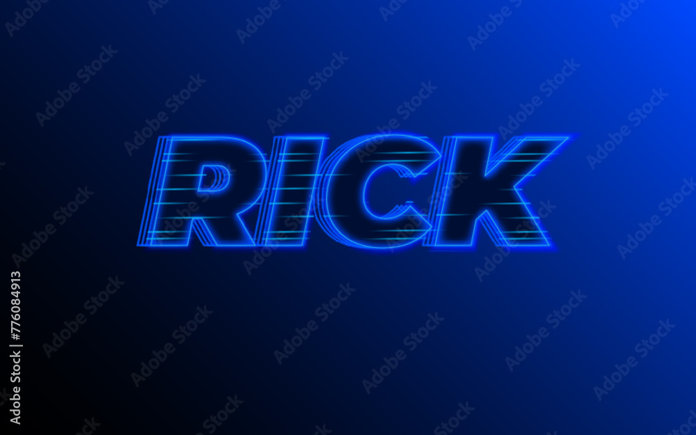 RICK name blue neon effect	