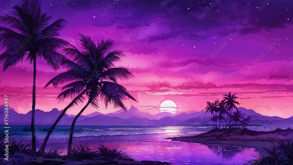 a purple sunset. Generative AI