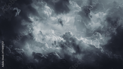 Dark mysterious black and white clouds, background, texture