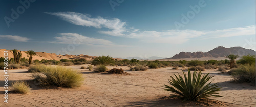 for advertisement and banner as Oasis Escape Highlight the refreshing contrast of oases in arid desert landscapes. in Fresh Landscape theme  Full depth of field  high quality  include copy space on le