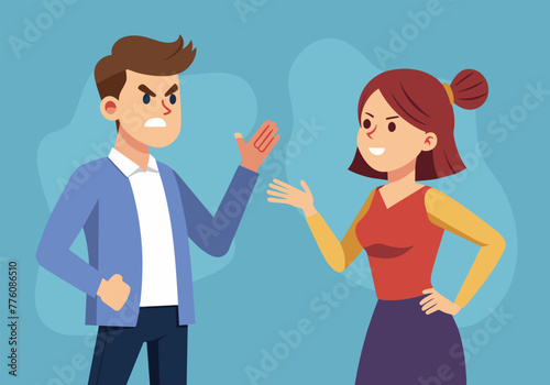 family problems Illustration of a woman and man quarreling.