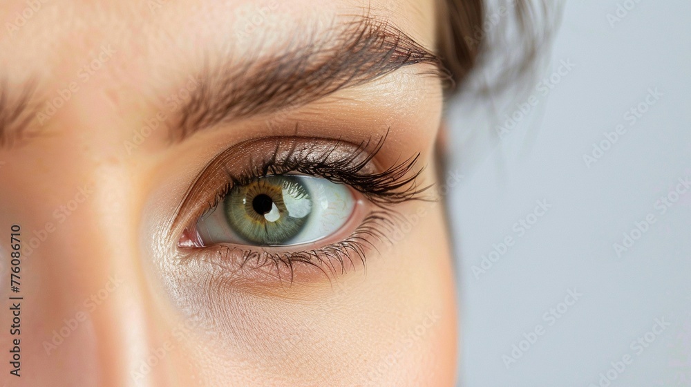 Naklejka premium Close-Up of Woman's Green Eye on Dark Background