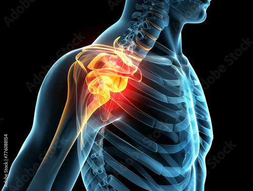 Schulterschmerzen, sichtbare Schulter, KI generiert