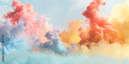 Dreamscape Canvas: Whimsical Clouds in Pastel Sunrise Hues
