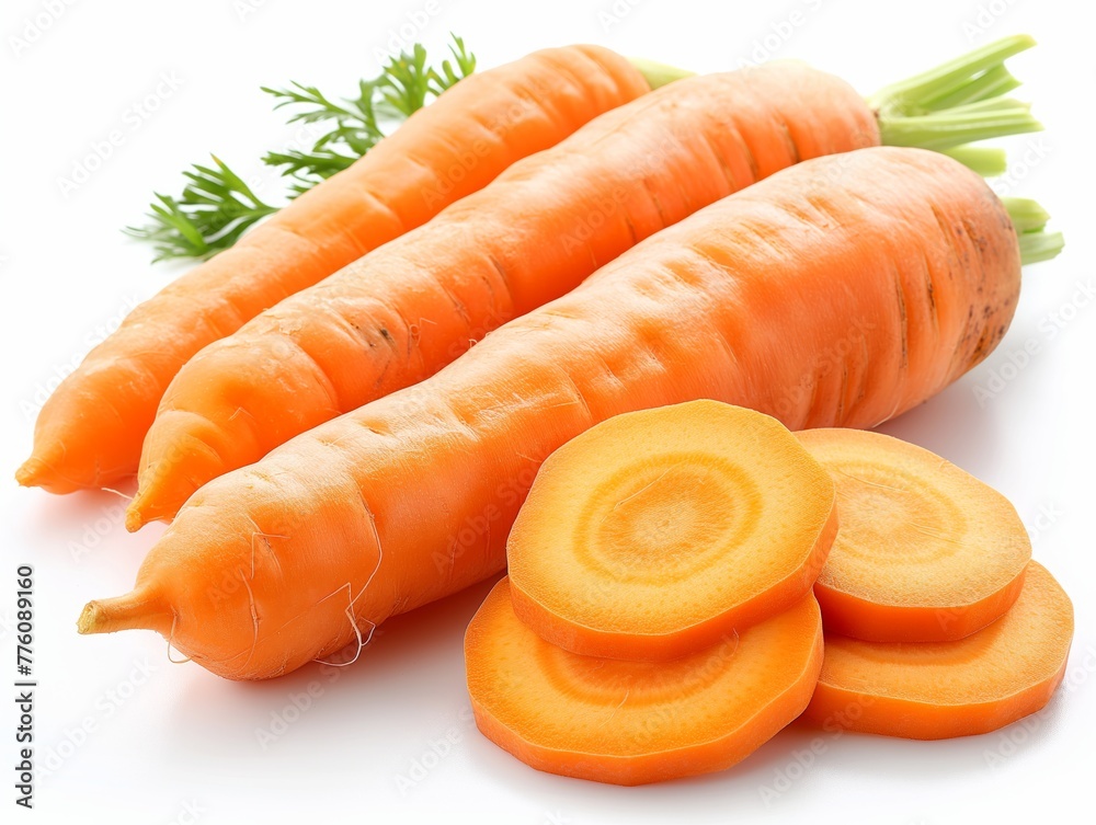 carrots with slices on white background carrots with slices on white background