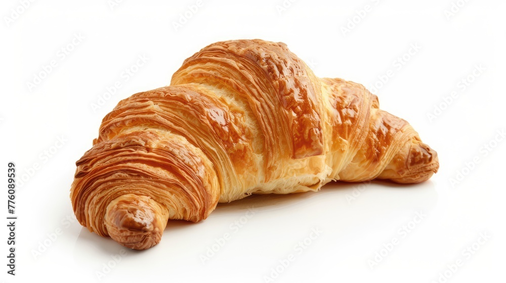 Single tasty crusty croissant close-up croissant on white background Single tasty crusty croissant close-up croissant on white background