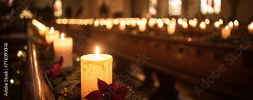 Candlelit Christmas Eve service, carols and contemplation, peace descended
