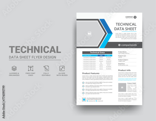 Technical Data Sheet Flyer Template Design