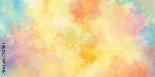 The cloudy stained color splashing on the paper, Colorful pastel drawing paper texture  with splashes, Abstract colorful watercolor with smoky grunge effect.