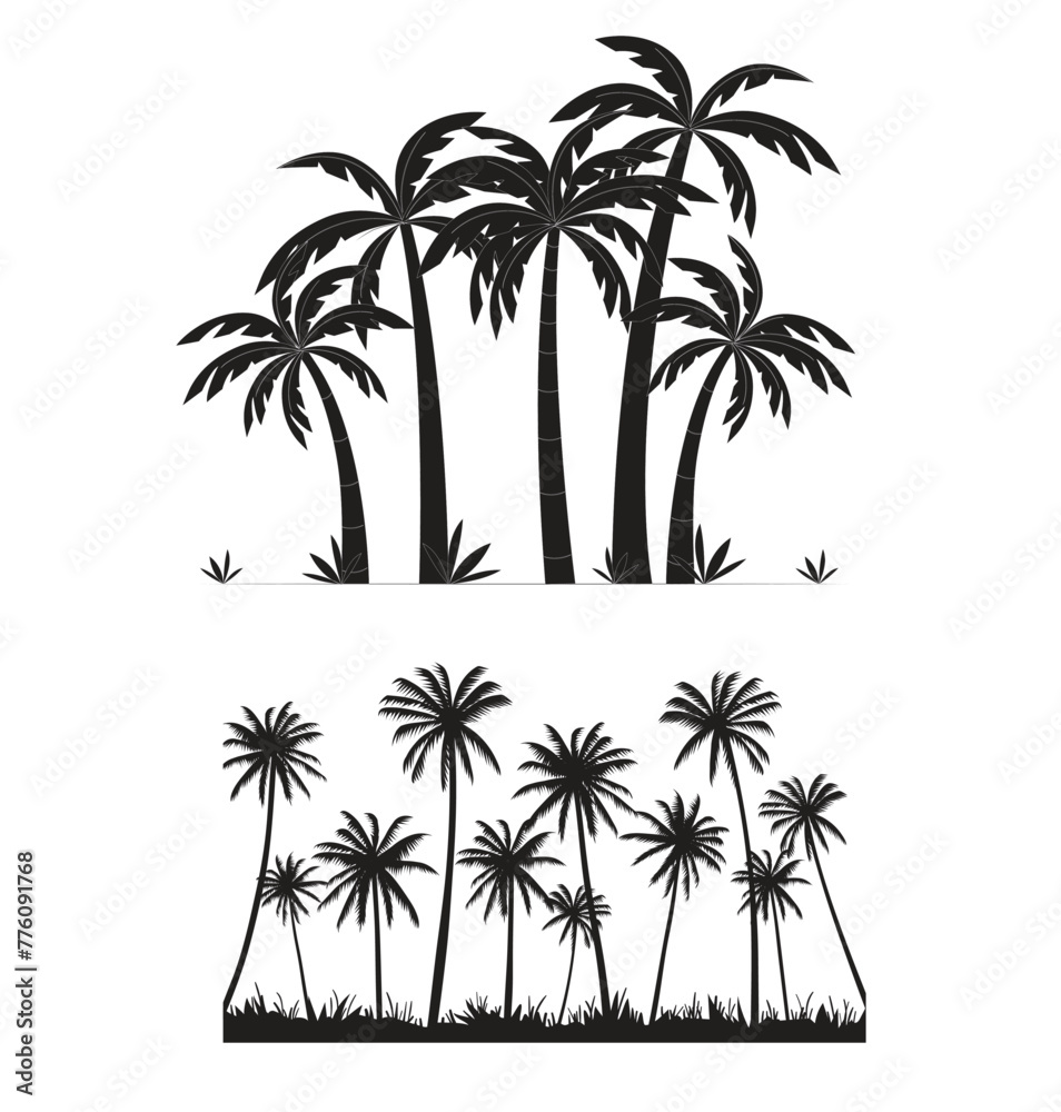 Fototapeta premium tree icon set black and white - eps 10
