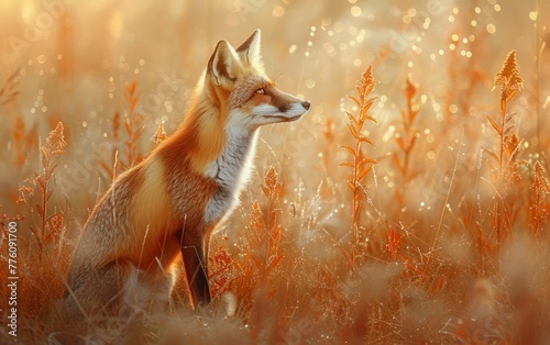 Sunlit Fox in Autumn Meadow © Pure Imagination