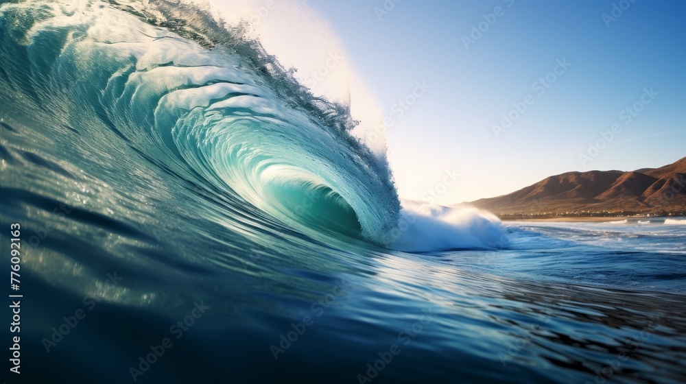 Majestic blue wave - obrazy, fototapety, plakaty 