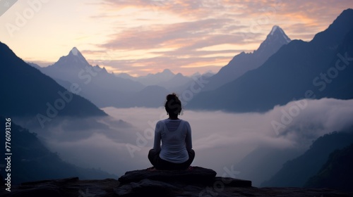 Meditation at Dawn, Himalayan Serenity.