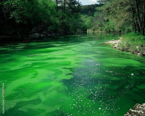St Patricks Day river dyeing, waters green, spirits high photo