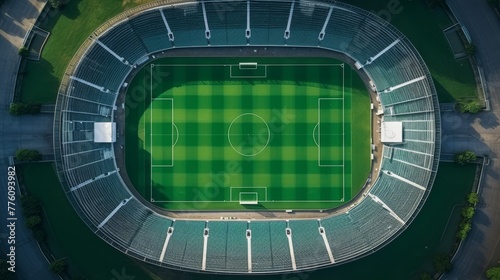 3D soccer stadium from above. Excitement and energy concept