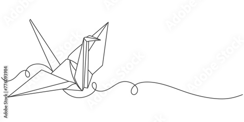 Line art vector illustration of a paper bird origami 
