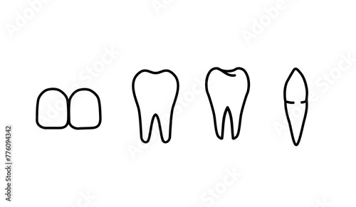 different human tooth icons set (only fill) eps collection. tooth icon flat style illustration isolated on white background. dentist, dentistry, medicine, dental, oral treatment and whitening concept
