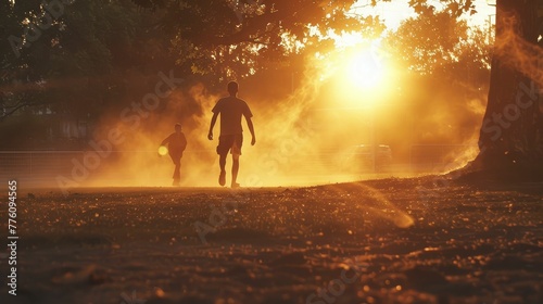 Sunset match in a local park, dreams and dust rising together