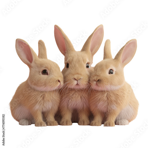 Three rabbits sitting on Transparent Background photo