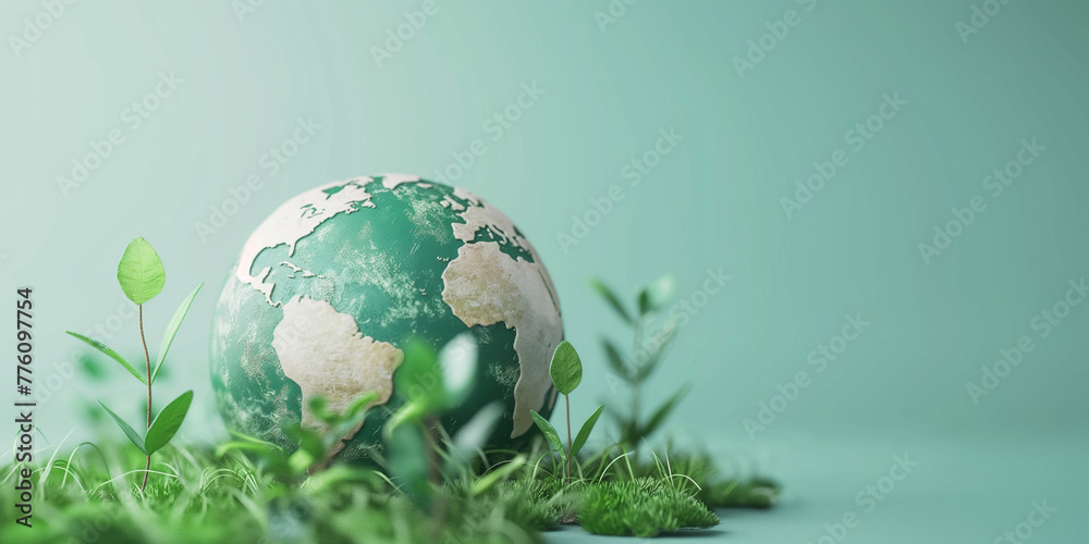 Planet Earth Embraced by Verdant Leaves - Eco Awareness Concept