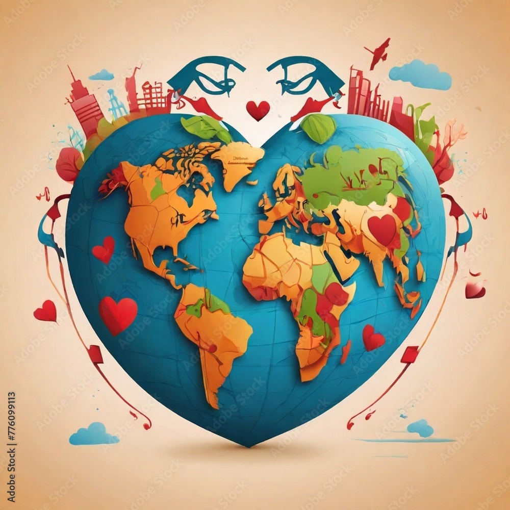Obraz premium heart shaped earth